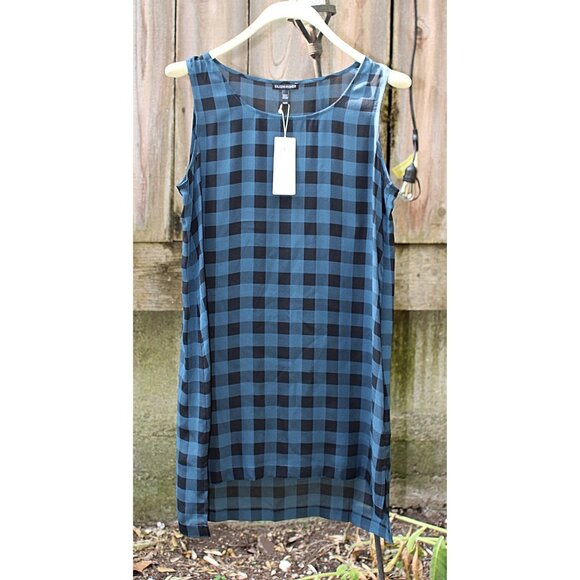 New w/Tags - Eileen Fisher Sleeveless Tunic in Buffalo Printed Silk, Fir, Med - Picture 13 of 14